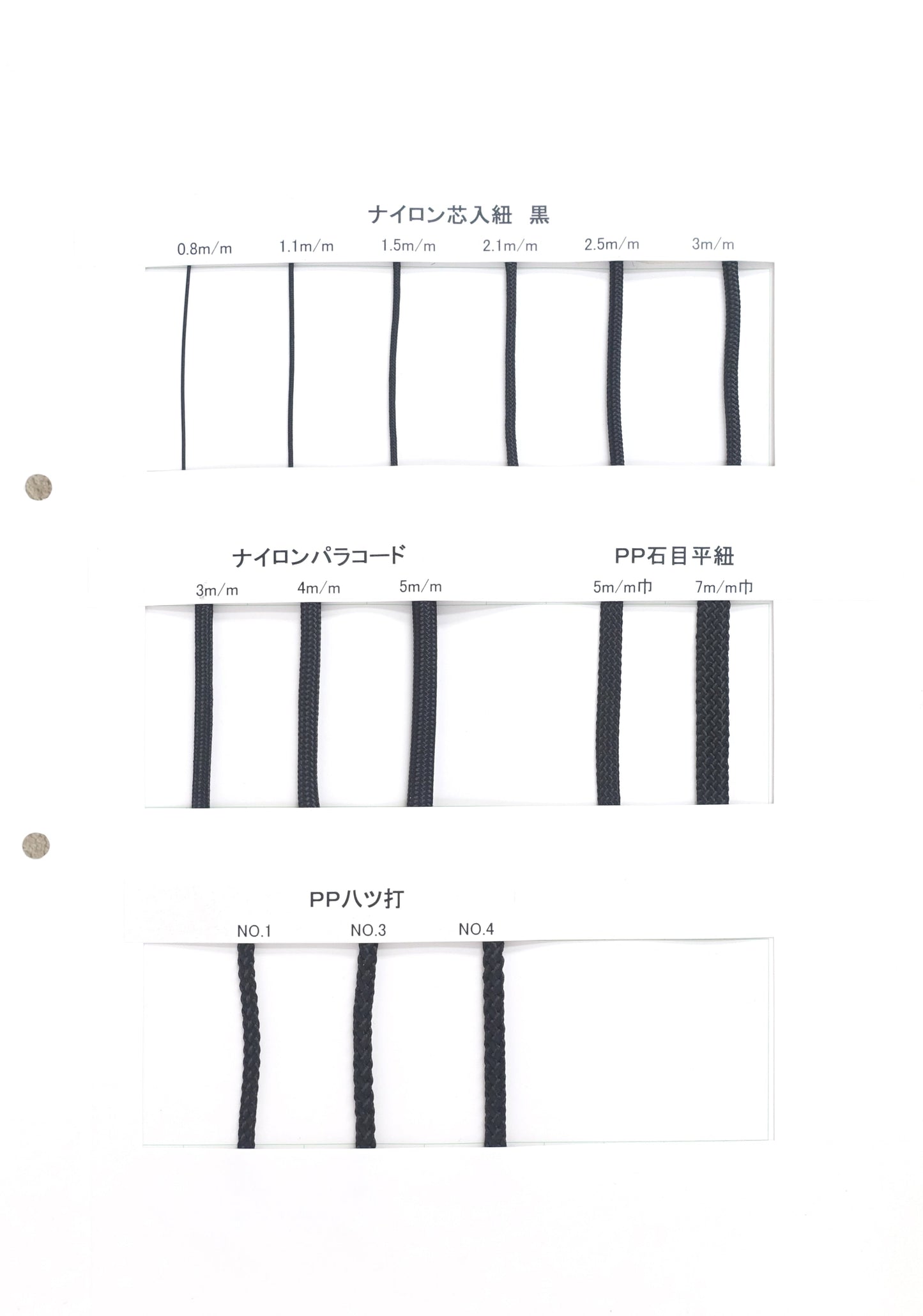 【メートル売り】ナイロン芯入り紐 黒のみ ナイロン100% (直径1.5mm) (スポーツ系、靴紐・パーカーや巾着などちょっとしたバッグに)
